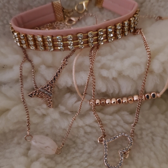 5 peice rose gold tone bracelet set - Picture 2 of 8
